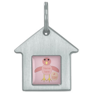 Custom Pink Birthday Girl Chick Pet Tag