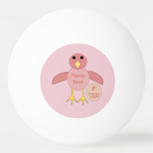 Custom Pink Birthday Girl Chick Ping Pong Ball