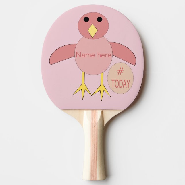 Custom Pink Birthday Girl Chick Ping Pong Paddle (Front)