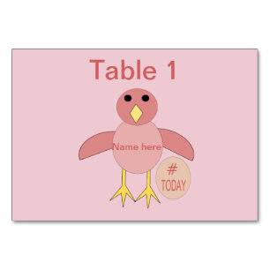 Custom Pink Birthday Girl Chick Tablecard Table Number