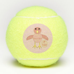 Custom Pink Birthday Girl Chick Tennis Balls