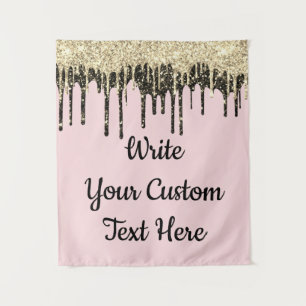 Custom Pink Black Anniversary Photo Booth Backdrop Tapestry