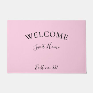 Custom Pink Black Modern Welcome Doormat