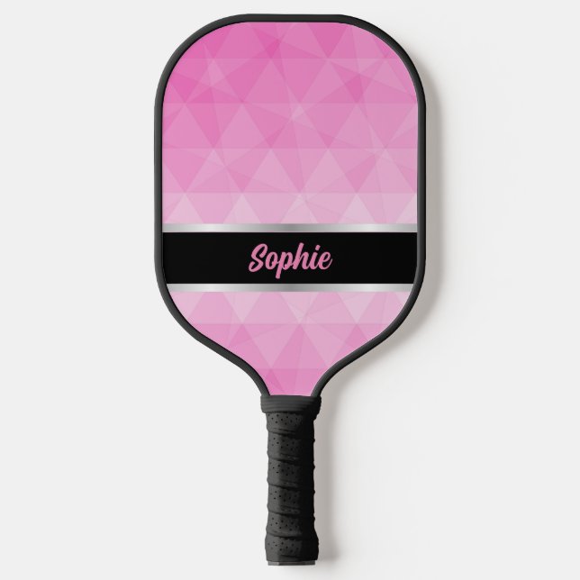 Custom Pink & Black Personalized Pickleball Paddle (Front)