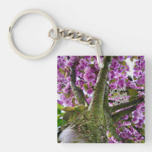 Custom Pink Blooming Tree Crown Photo - Keychain