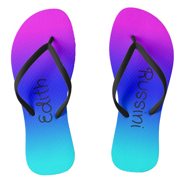 Custom Pink, Blue, and Turquoise  Flip Flops (Footbed)