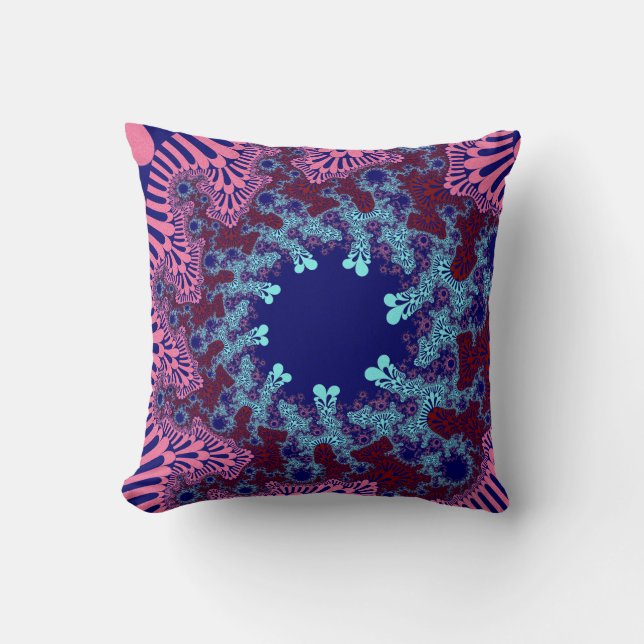 Custom Pink Blue Sunburst Throw Pillow (Front)