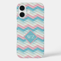Custom Pink Blue White Chevron Zigzag Pattern 