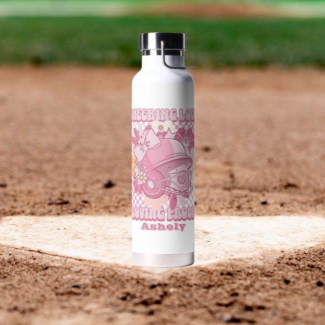 Custom Pink Bow Baseball Water Bottle (Creator Uploaded)