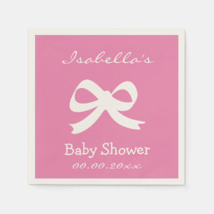 Custom pink bow knot baby shower napkins for girl