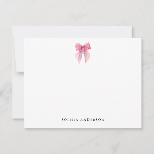 Custom Pink Bow Note Card (Front)