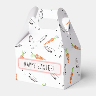 Custom Pink Bunny Rabbit and Carrot Pattern Favor Box