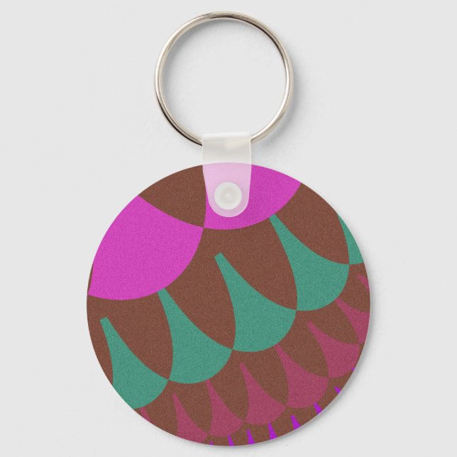 Custom Pink Burgundy Scales Keychain (Front)