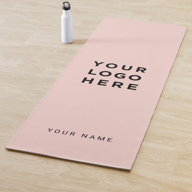 Custom Pink Business Logo Name Instagram Yoga Mat (In Situ)
