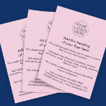 Custom Pink Business Logo Template Flyer<br><div class="desc">Promote your business or event in style with this customizable pink flyer template. Featuring space for your logo, headline, product or service details, and contact info, this design is perfect for small businesses, entrepreneurs, events, sales, or store announcements. The clean, modern layout paired with a soft pink background makes your...</div>