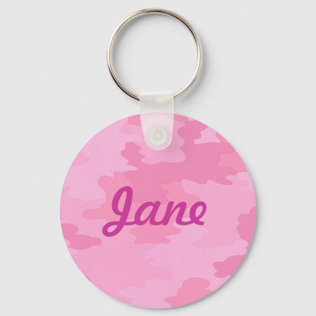Custom Pink Camouflage Key Chain (Front)