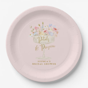 Custom pink champagne bridal shower plates