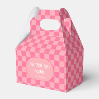 Custom Pink Checkerboard Preppy Birthday Party Favor Box