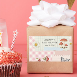 Custom Pink Chequered Sticker with Floral Design &