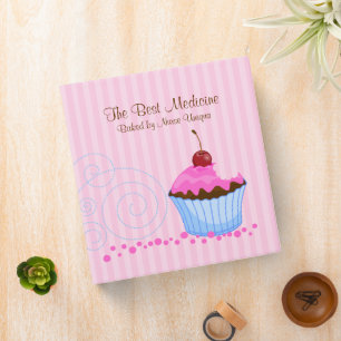 Custom Pink Cherry Cupcake Bakery 1.5 Inch Binder