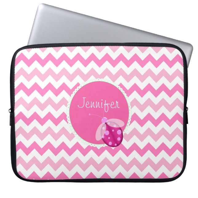 Custom Pink Chevron Laptop Case (Front)