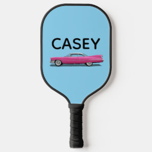 CUSTOM PINK CLASSIC CAR NAME PICKLEBALL PADDLE
