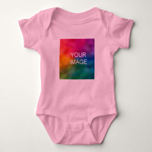 Custom Pink Colour Template Add Image Photo Baby Bodysuit