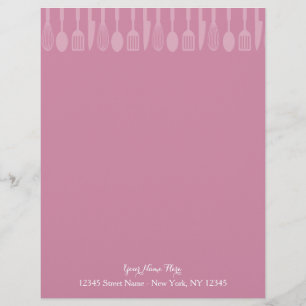Custom pink cooking utensils letterhead stationery