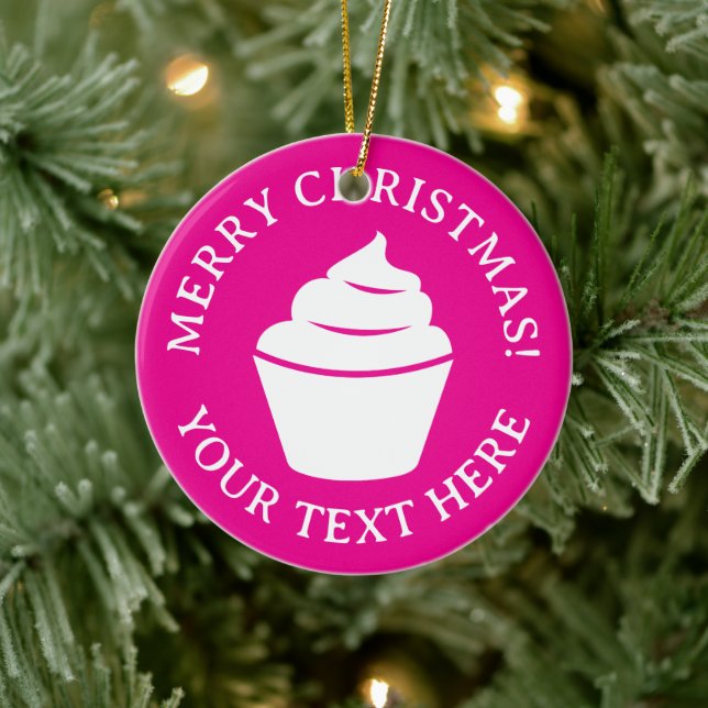 Custom pink cupcake Christmas tree ornament (Tree)