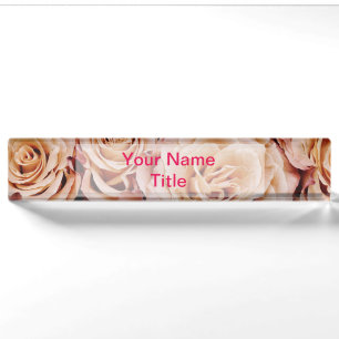 Custom Pink Desk Name Plate Rose flower