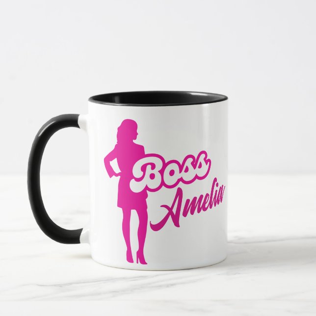 Custom Pink Doll Boss Girly  Mug (Left)