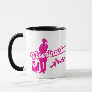 Custom Pink Doll Veterinarian Girly  Mug
