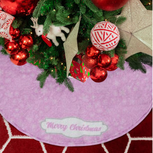 Custom Pink Doodle Christmas Sleigh Pattern Brushed Polyester Tree Skirt