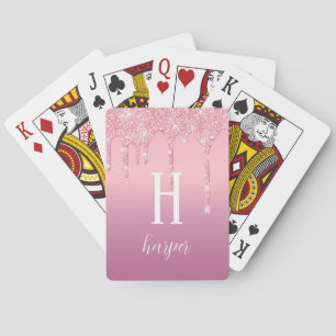 Custom Pink Dripping Glitter Playing Cards