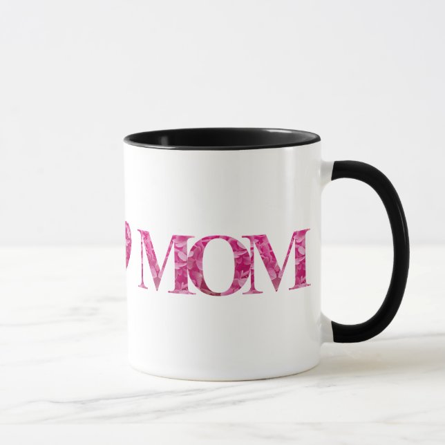 Custom Pink Elegant Floral Heart LOVE Typography Mug (Right)