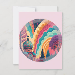 Custom Pink Fantasy Dome Postcard