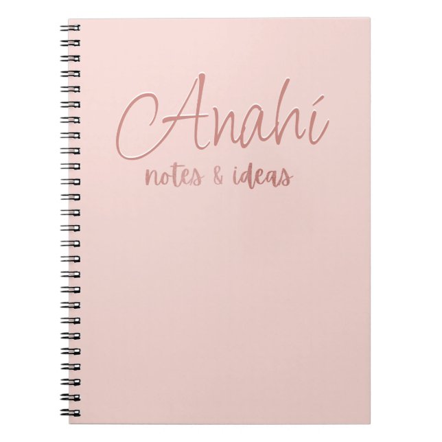 Custom Pink | Faux Rose Gold Foil Notes & Ideas Notebook (Front)