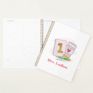 Custom Pink First Grade Teacher Appreciation  Planner