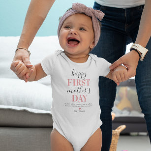 Custom Pink First Mother's Day Baby Bodysuit