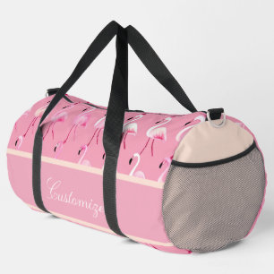 Custom Pink Flamingo Paradise Watercolor Pattern Duffle Bag