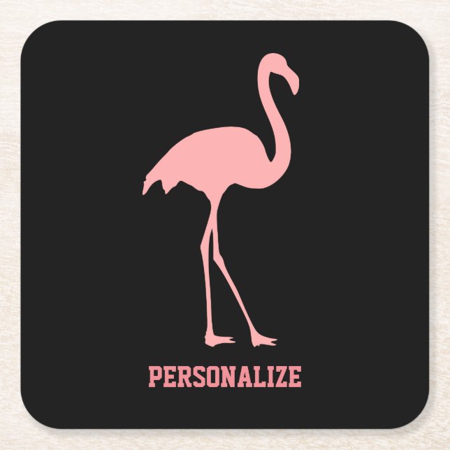 Custom pink flamingo pulp board party coasters (Front)