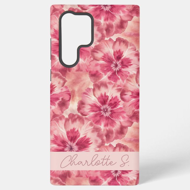 Custom Pink Floral Coquette Samsung Galaxy S22 Ultra Case (Back)