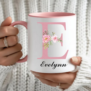 Custom Pink Floral Mug Gift for Mama or Grandma