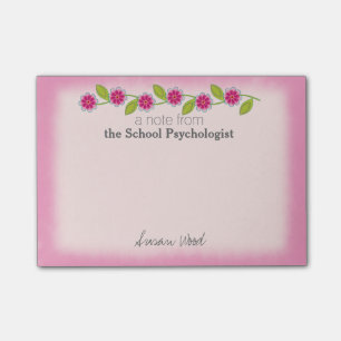 Custom Pink Floral School Psych Post-it® Notes