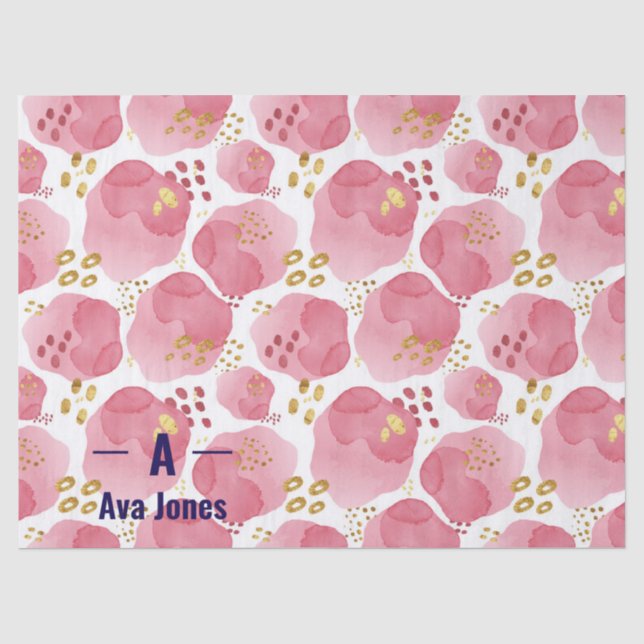 Custom Pink Floral Tissue Paper – Personalized Wat (Front)
