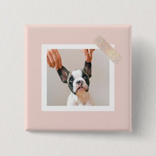 Custom Pink Frame Pet Photo 2 Inch Square Button