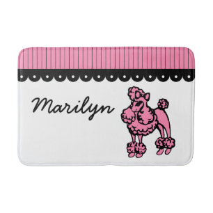 Custom Pink French Poodle Bath Mat Bathroom Rug