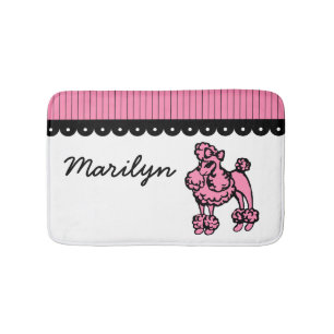 Custom Pink French Poodle Bath Mat Bathroom Rug
