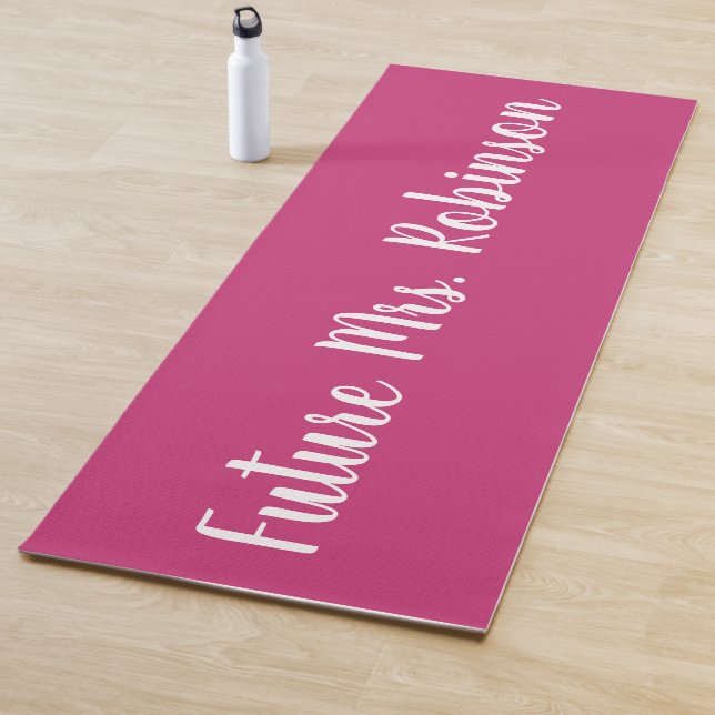 Custom Pink Future Mrs. Bachelorette Bridal Shower Yoga Mat (In Situ)