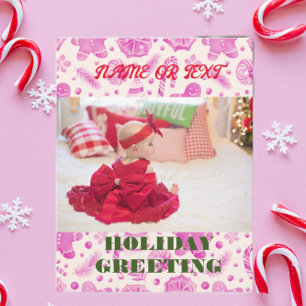 Custom pink ginger bread  holiday card